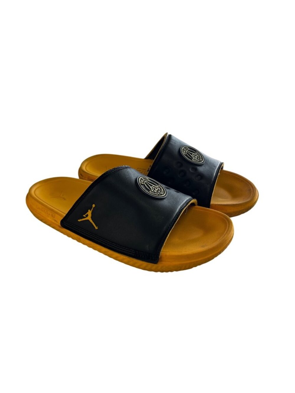 Nike Air Jordan Paris Saint-Germain Black & Yellow Slide Sandals Men’s Size 10 - Picture 3 of 6